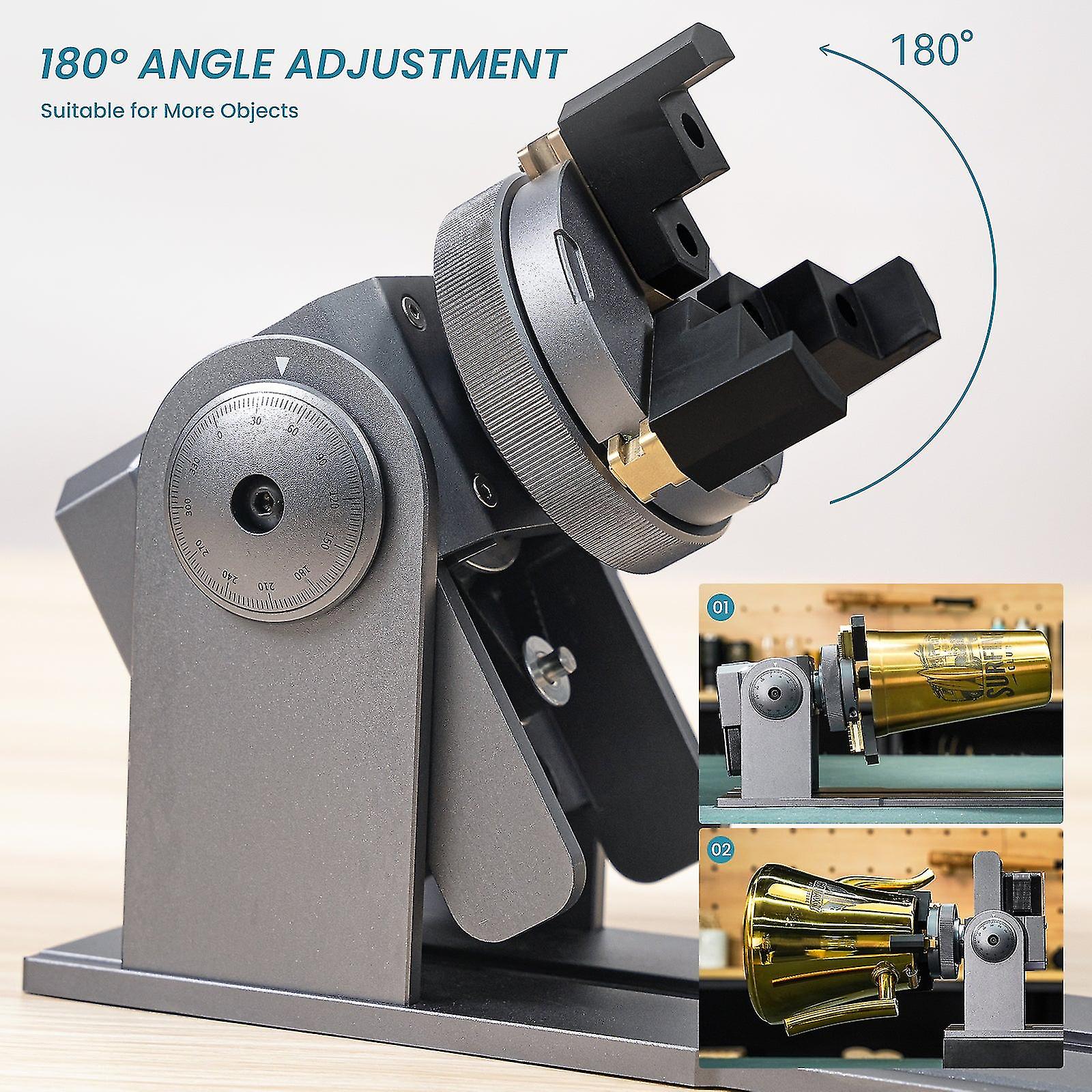 Atomstack R1 Pro Roller Rotary With 3 Sets Of Jaws Adjustable Diameter Engraving Rings Spherical Object Cups