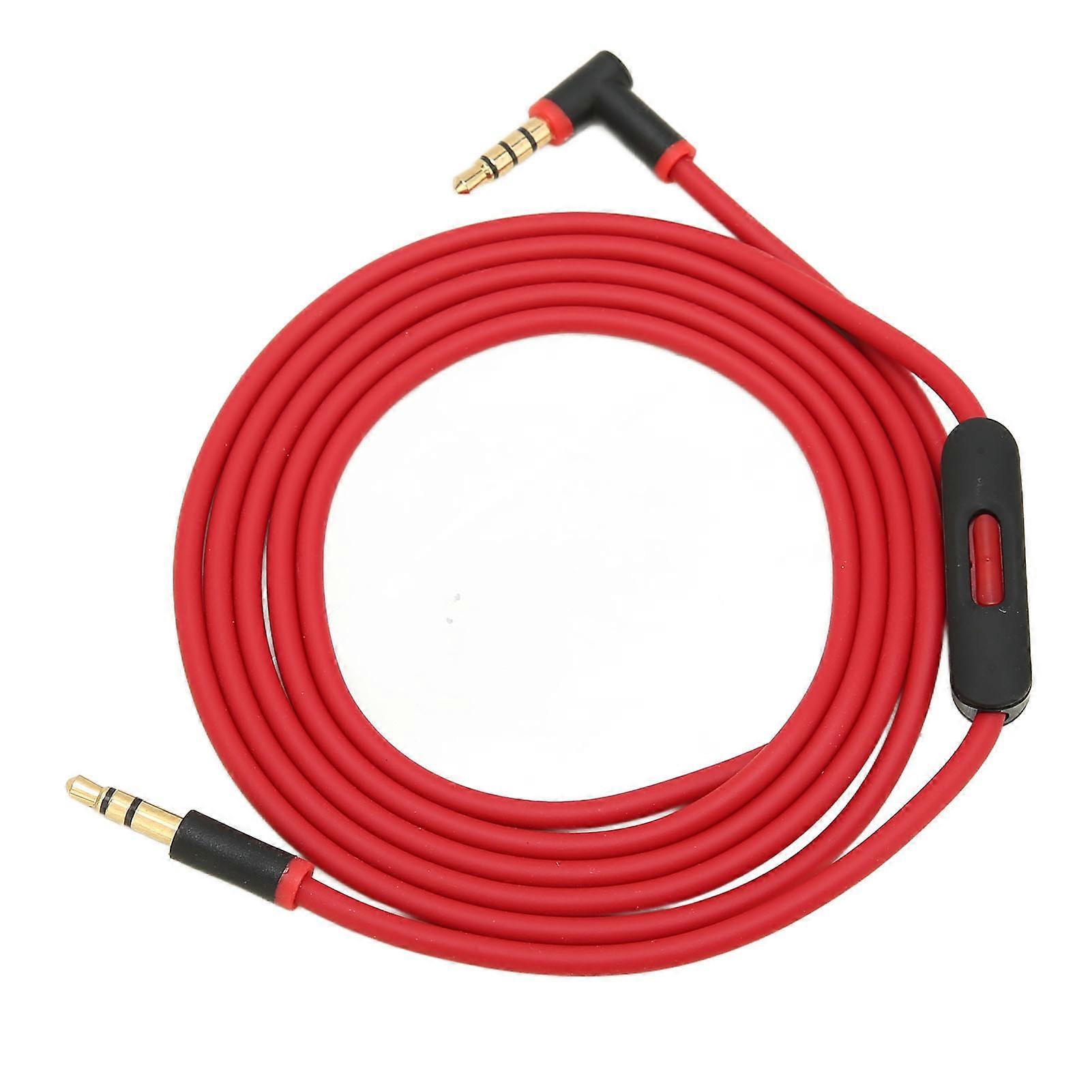 Replacement Audio Cable with Inline Microphone and Track Control Portable Audio Cable for Headphones(Black Red )