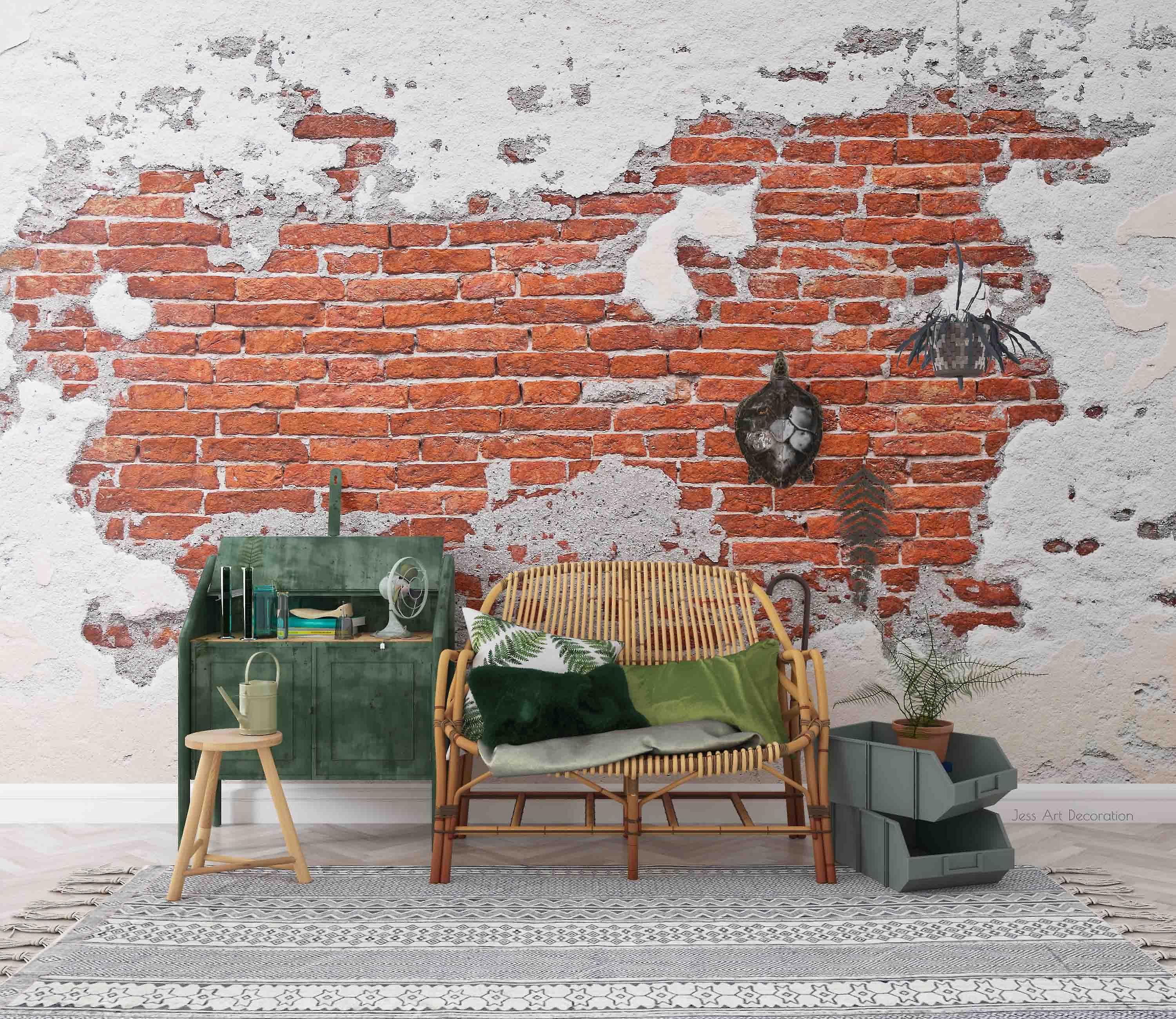 3D Shabby Red Brick Wall Mural Wallpaper Sww 9