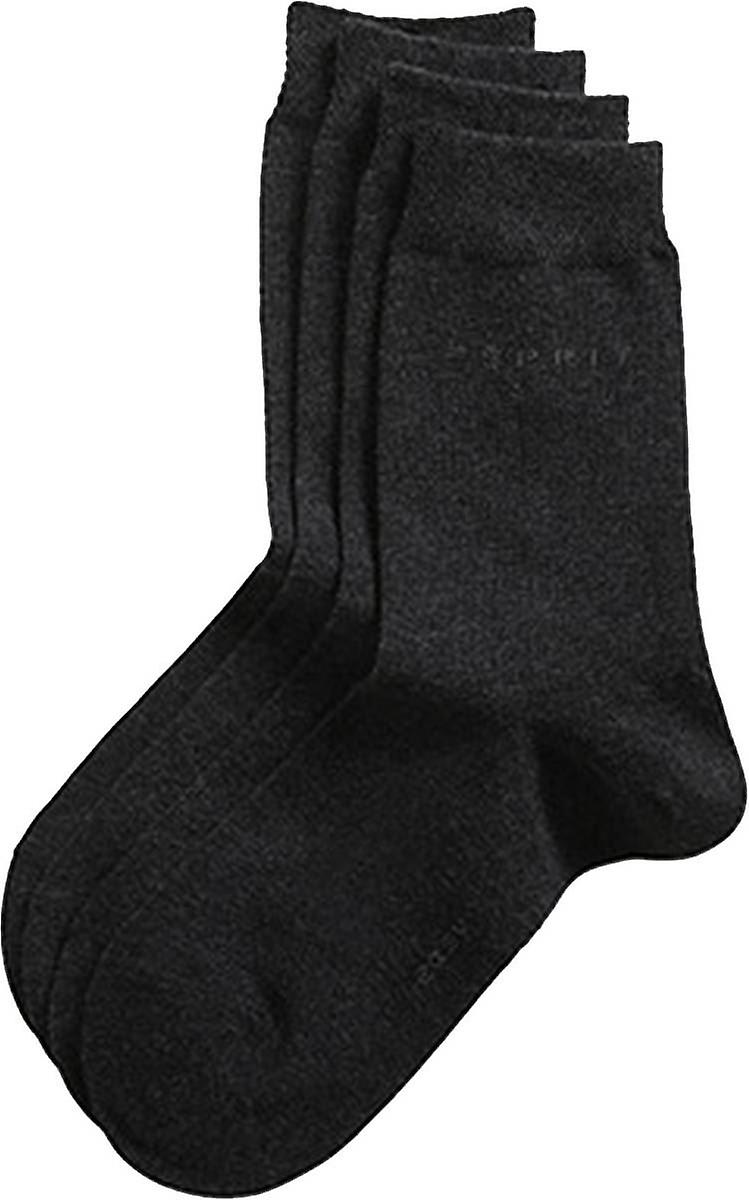 Esprit Basic Easy 2 Pack Mid-Calf Socks - Anthracite Grey