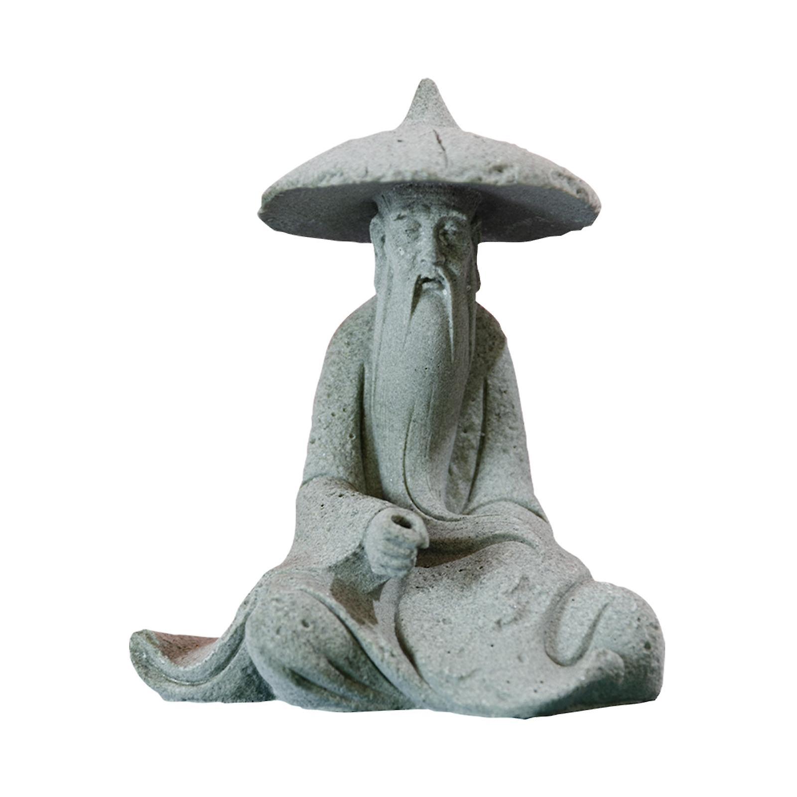 Resin Aquarium Ancient Chinese Fisherman Characters Statue Ornament Thin