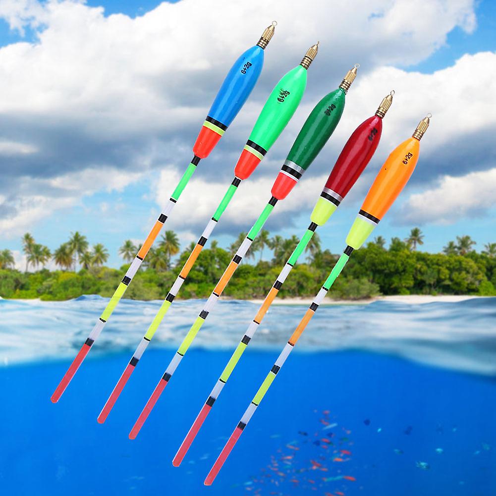 5PCS Multiple Color Balsa Wood Fishing Float Bobber Bite Indicator Angling Equipment(6+2g )