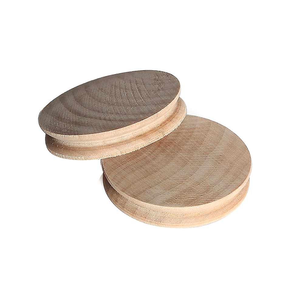 2pcs DIY Natural Solid Wood Leathercraft Tools Wood Edge Slicker Burnisher Set for Leather Working Round