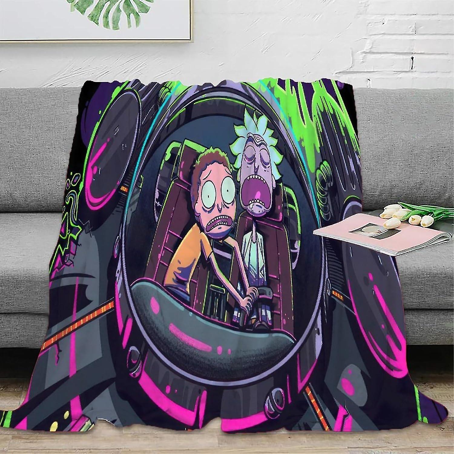 3d Rick And Morty Varm Fleece Flanell Filtar Höst / vinter Plysch Filtar Plädar För Soffa Fluffig Filt Säng Kasta För Sovrum, Soffa, Resor, Barn