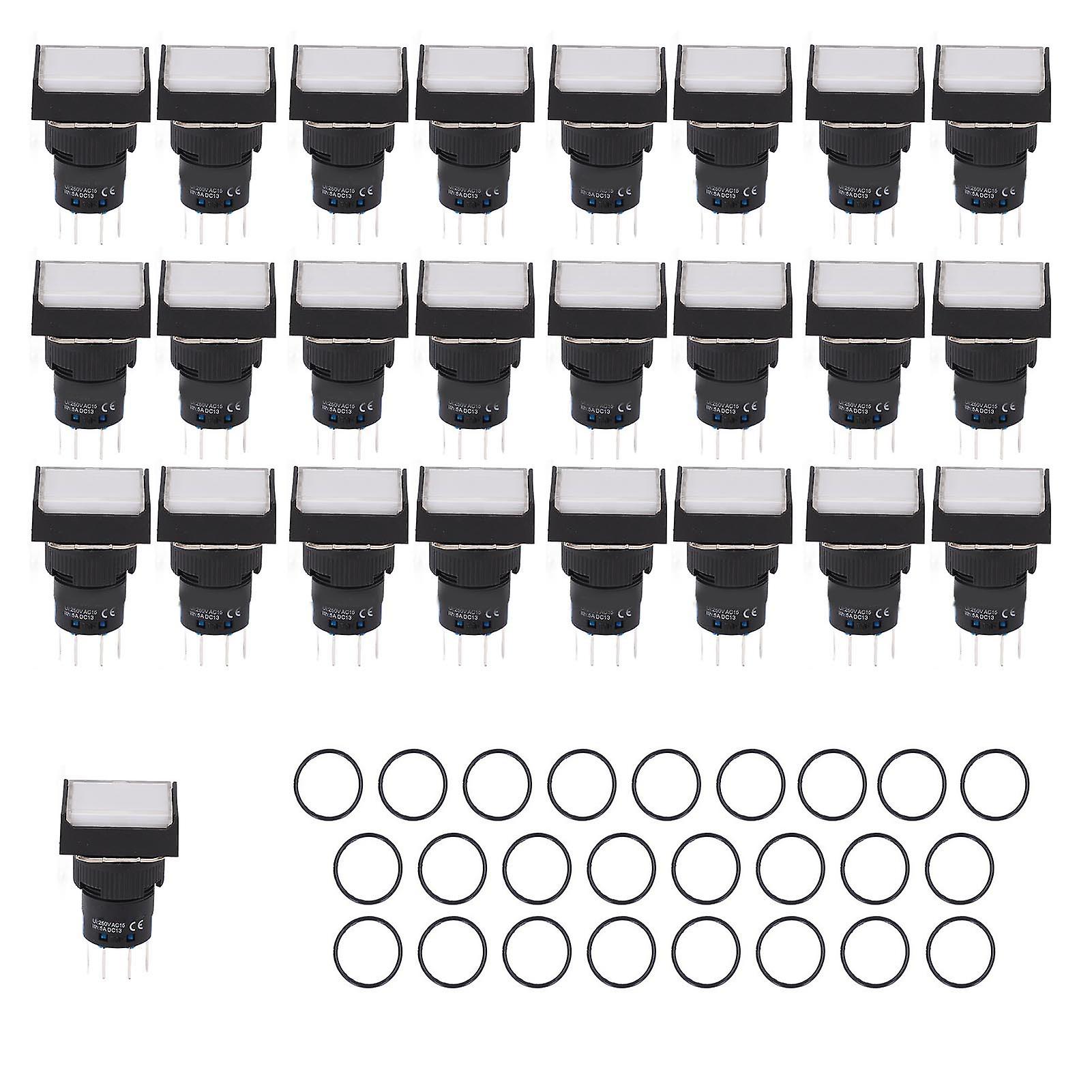 25 Pcs Industrial Push Button Switch Self Locking Push Button Switch with Indicator Light AC 220V for Machine Tool