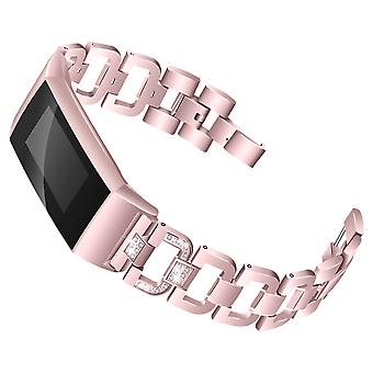 Para Fitbit Charge 4/3 D Shape Rhinestone Decor Metal Alloy Band Smart Watch Strap Substituição