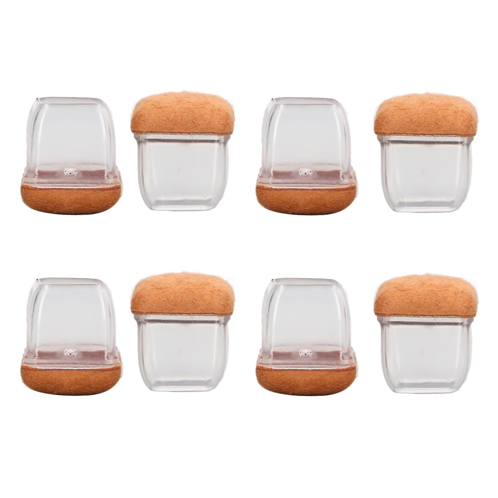 8Pcs Chair Legs Caps TPE Wear Resistant Table Stool Foot Protector Transparent Square Shape Medium Size