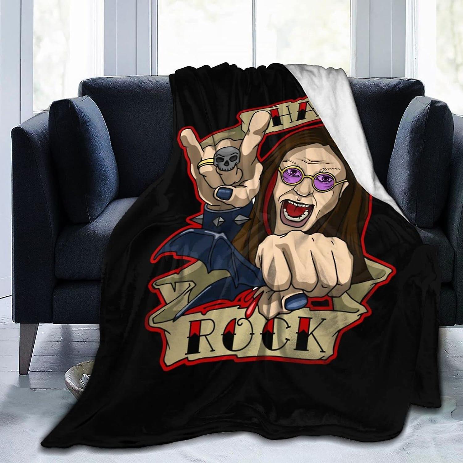 Flannel Print Blanket Hard Rock Throw Blanket, Soft Throws, Warm Blanket for Sofa Bed Couch Throw