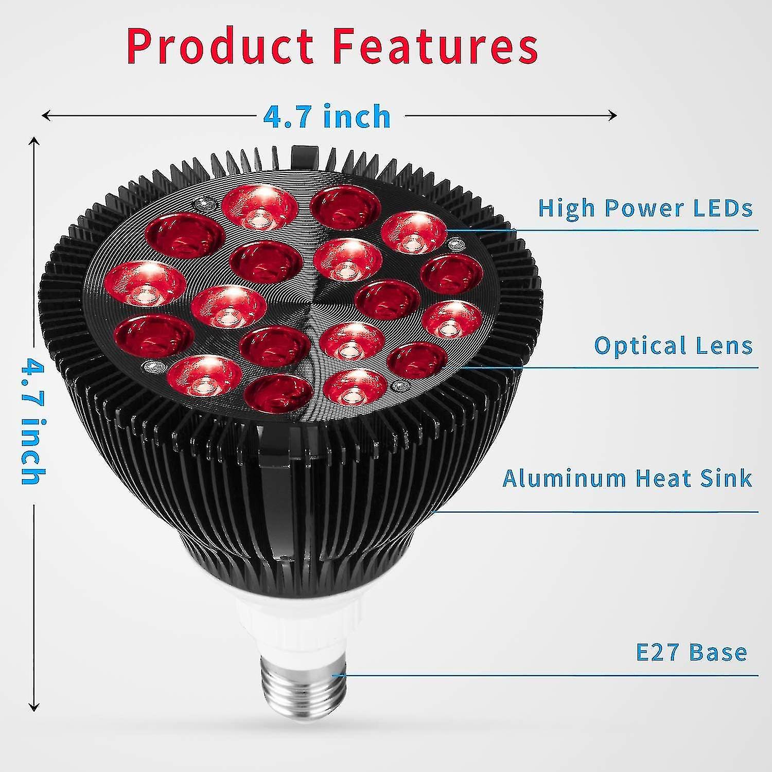 Red Light Therapy Lamp, Wolezek 36w 18 Led Infrared Light Therapy Device, 660nm Red And 850nm