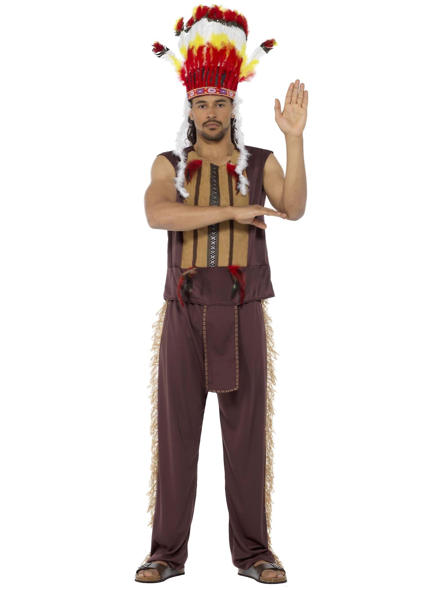 Indian Chief Native American Western Book Week Adult Mens Costume