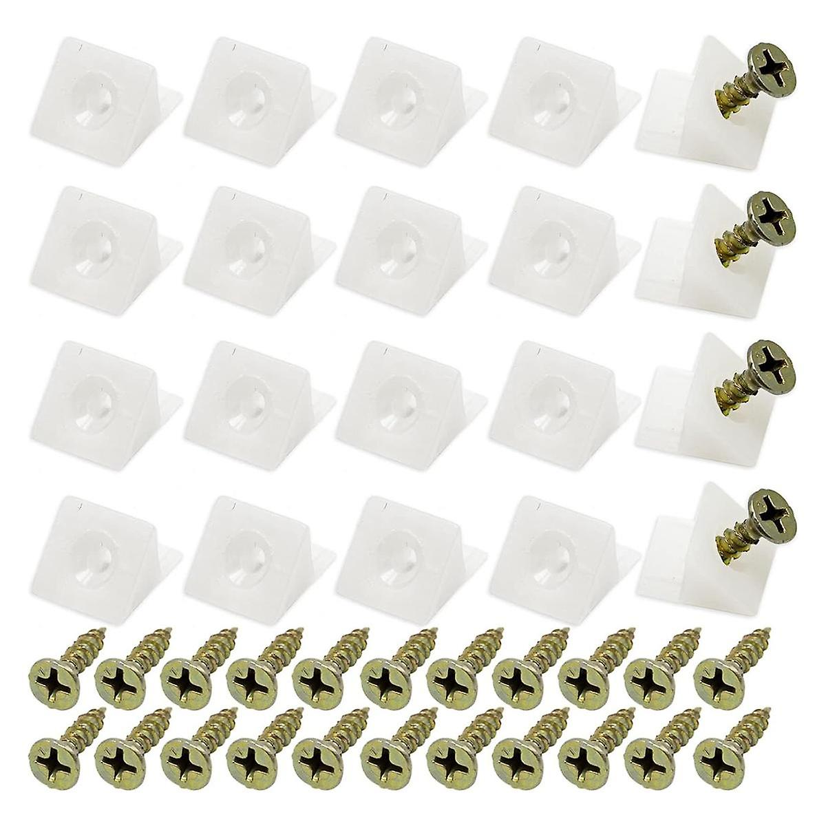 50 Pcs Drawer Supports, White Plastic Drawer Bottom Sagging Repair Fixing Mending Wedges with Screw