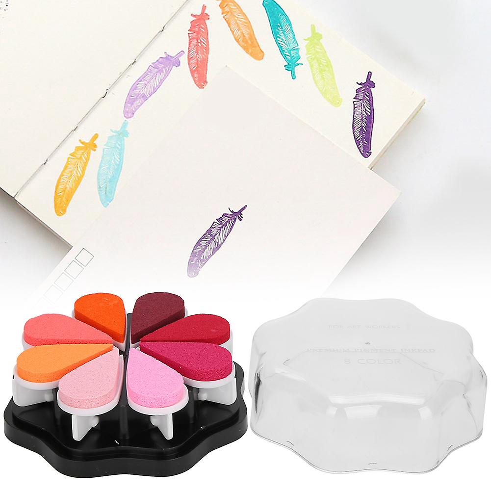 Petal Ink Pad, 8 Colors, Water-Based, for Hand Stamps, for Regular Paper (1017 Kiss)