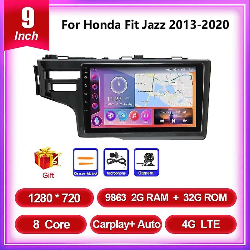 2 Din Android 11 Car Radio For Honda Fit Jazz 2013-2020 Multimedia Video Player Navigation Gps Screen 2din 8g+128g Dsp Stereo
