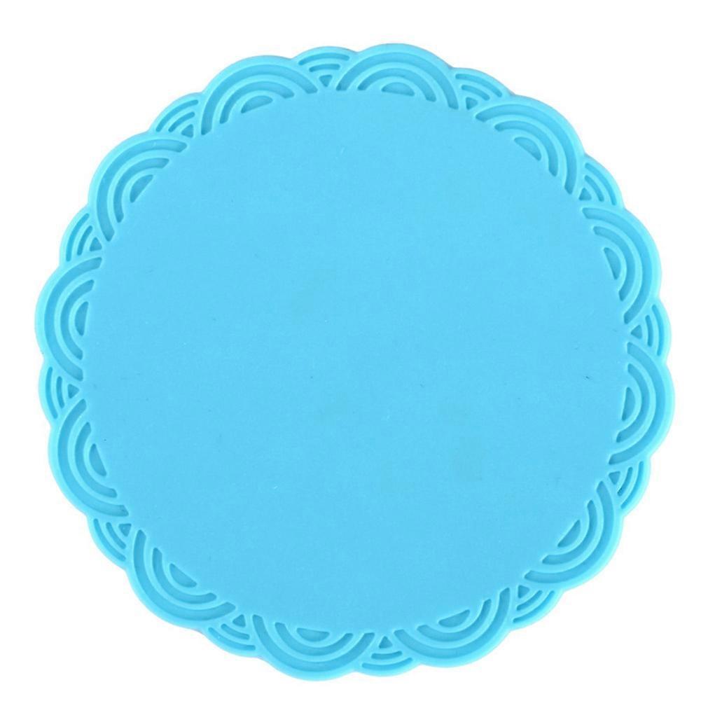 Vacker silikon mugg matta rundformad värmeisolering tekopp kopp kudde (blå)