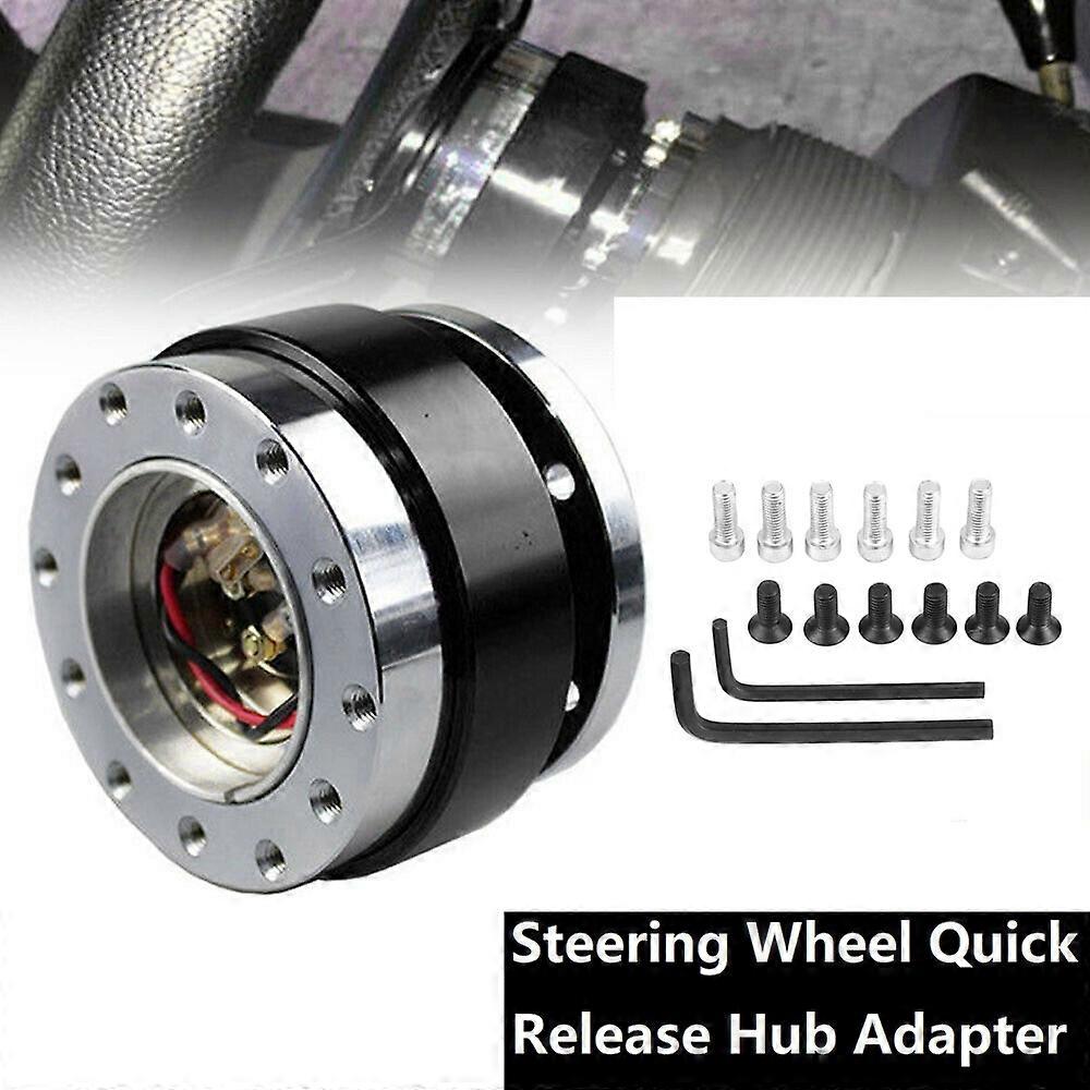 Universal 1-Inch Thin Quick Release Steering Wheel Hub Adapter Kit – 6-Hole, Black By HDC Autosports