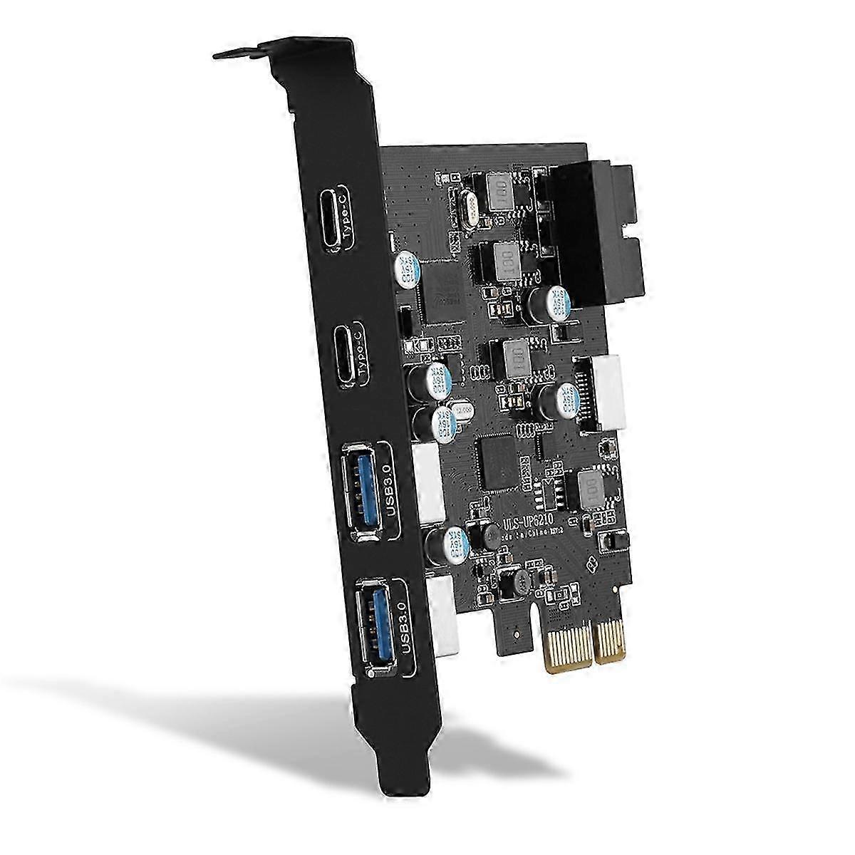 ULS-6210 6-poorts USB PCIe-kaart PCI Express naar Type C (2), USB Type-A(2) uitbreidingskaart