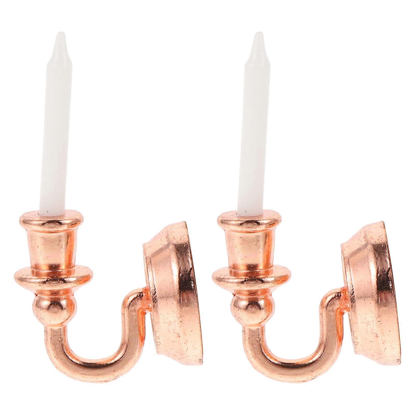1 Pair Creative 1:12 Doll House Mini Wall Decorations Elegant Candle Light Decors