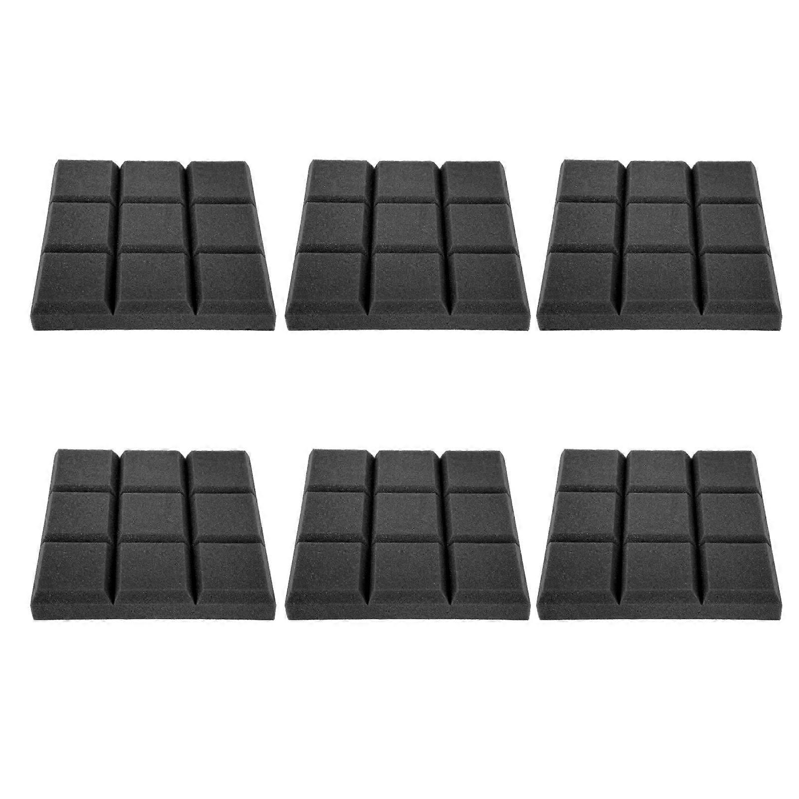 6Pcs ακουστικό ηχομονωτικό υλικό επιβράδυνσης φλόγας επιτροπών απορρόφησης ήχου υψηλής πυκνότητας (μαύρο)