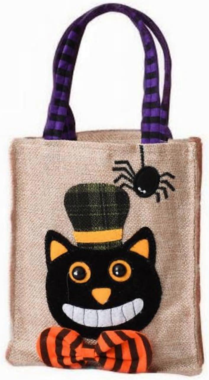 حقيبة هدايا الهالوين ، حقيبة حمل غير منسوجة للخدعة أو العلاج ، حقيبة اليقطين مهرجان الأشباح - نمط القط الأسود