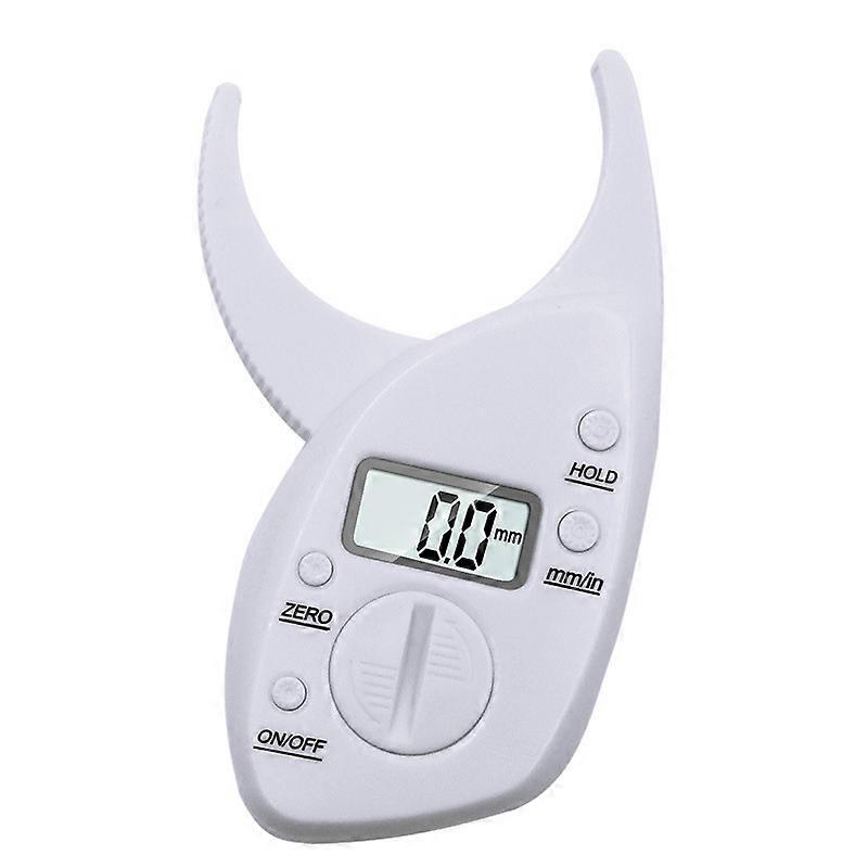 Skin Fat Caliper Portable Lightweight Comfortable Grip Accurate Measurement Digital Fat Caliper White