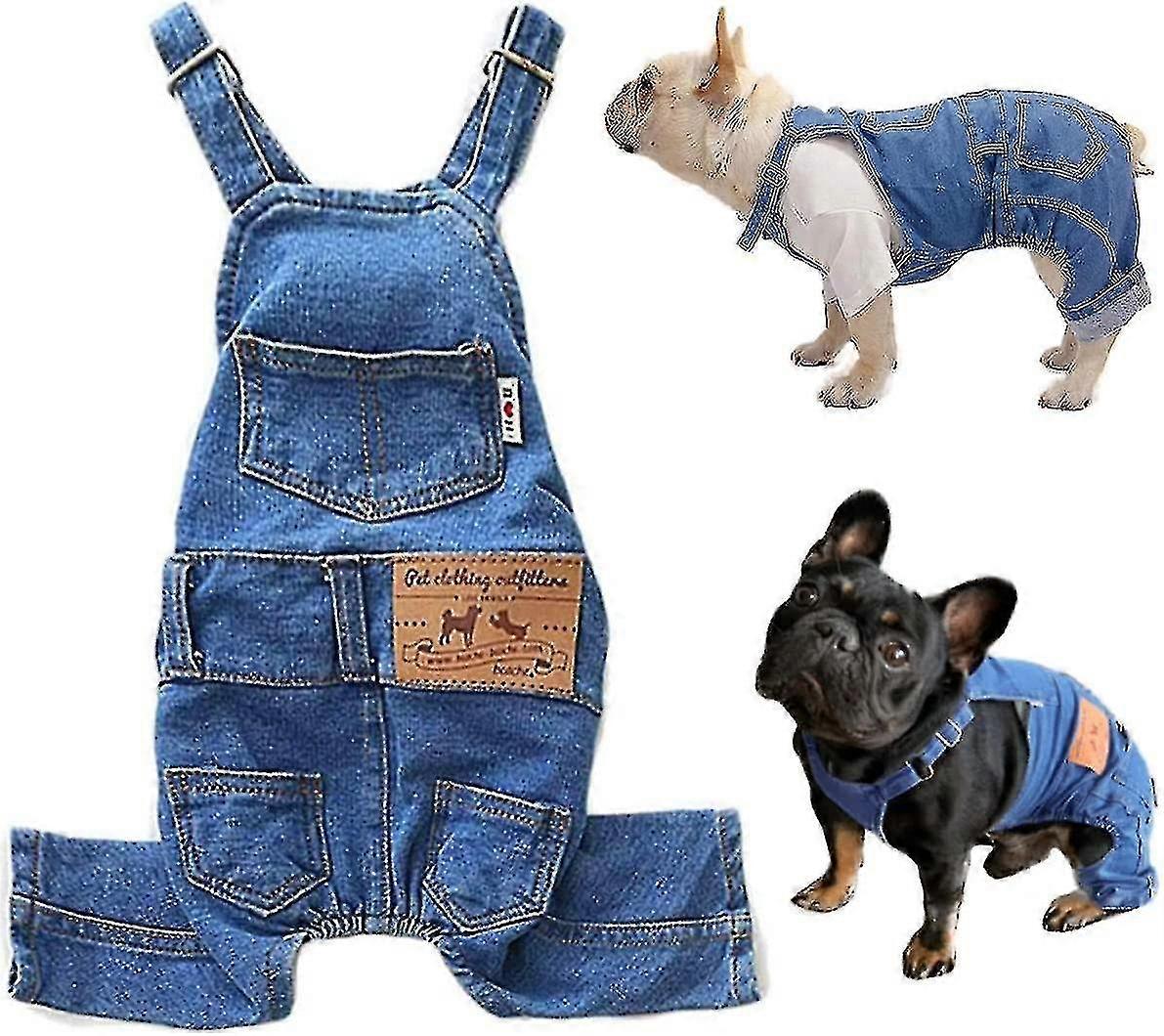 חולצות לכלבים בגדים סרבלים ג'ינס, חיות מחמד ג'ינס Onesies הלבשה, גור ג'ין ז'קט קלע אוברול תחפושות נוחות