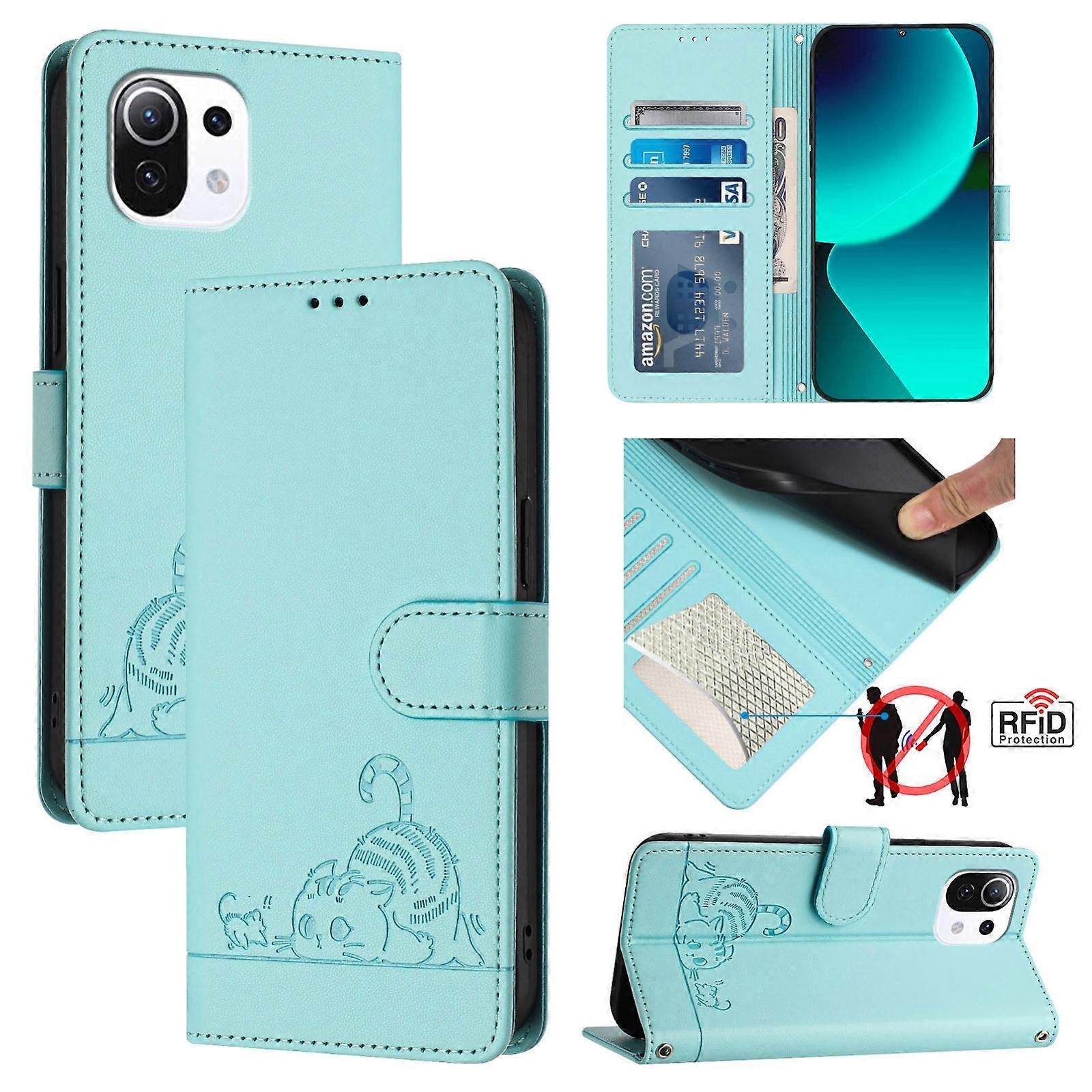 Cat Pattern PU Case For Xiaomi Mi 11 Lite 5G