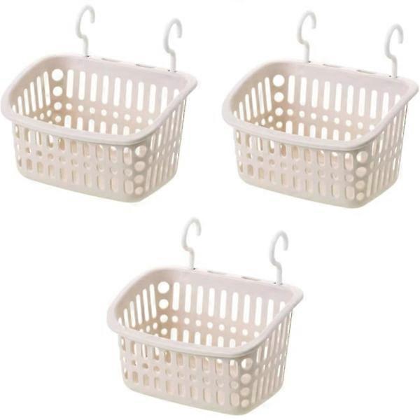 3 hanging plastic storage baskets / laundry baskets, plastic Large