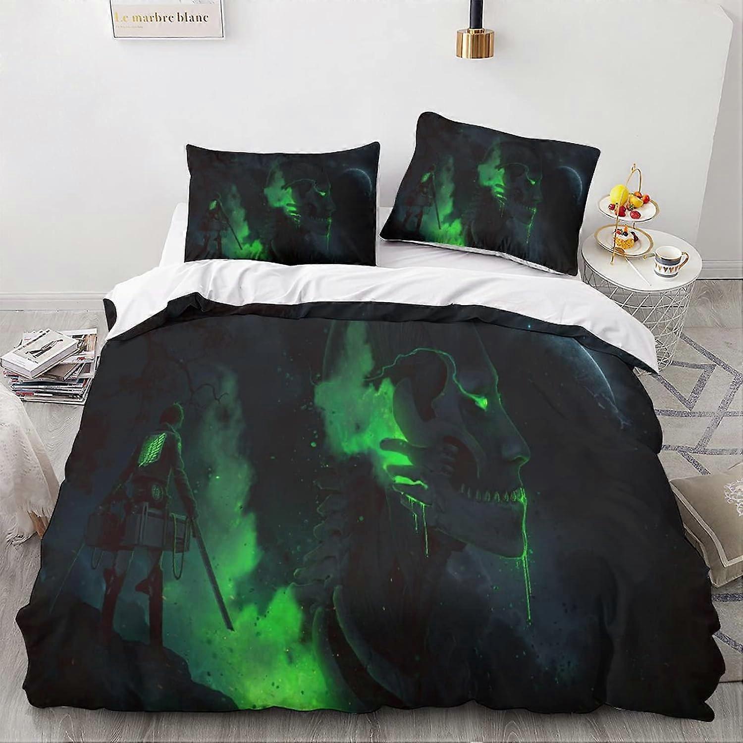 Attack on Titan - Bedding Set Pieces - Duvet Cover with Japan Anime Theme in D Print - Comfortable and Soft,Double 135*200 CM