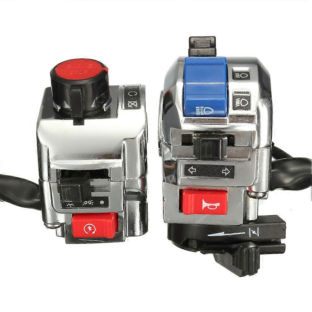 Horn Electrical Chrome Casing Motorcycle Part Turn Signal Light Handlebar Control Switch Integrated Universal Engine Start
