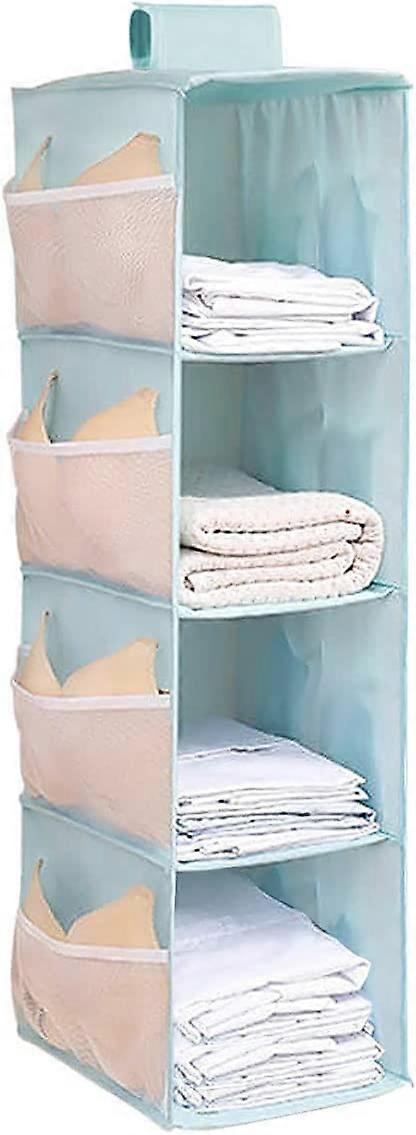 Hanging Shelf 4 Compartments, Hanging Organiser Cabinet with 12 Mesh Side Pockets(Grey)