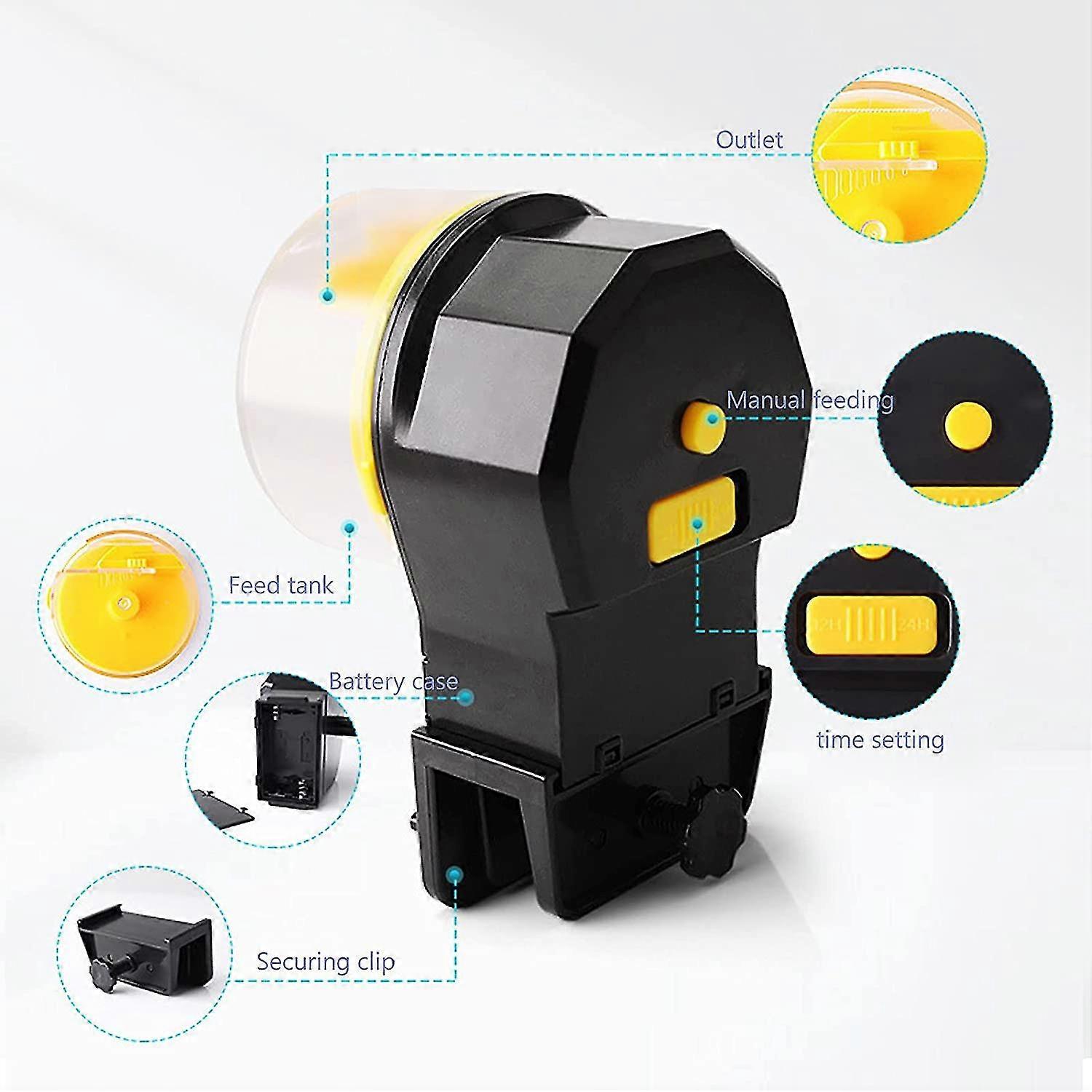 Automatic Fish Feeder Aquarium Automatic Feeding Timer Moisture Proof Feeder With Feeding Box (yellow)