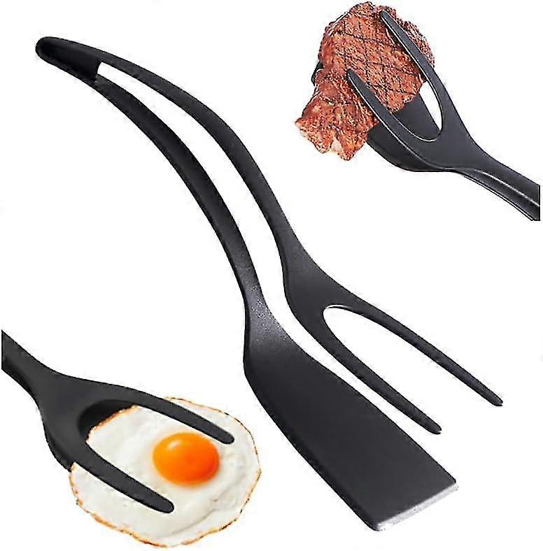 2 In 1 Grip Flip Tongs, 2024 Upgrade Egg Flipper Spatula Household 2-in-1 Grilling Flip Spatula Kitchen Tool Pancake Fish French Toast Omelet Making f