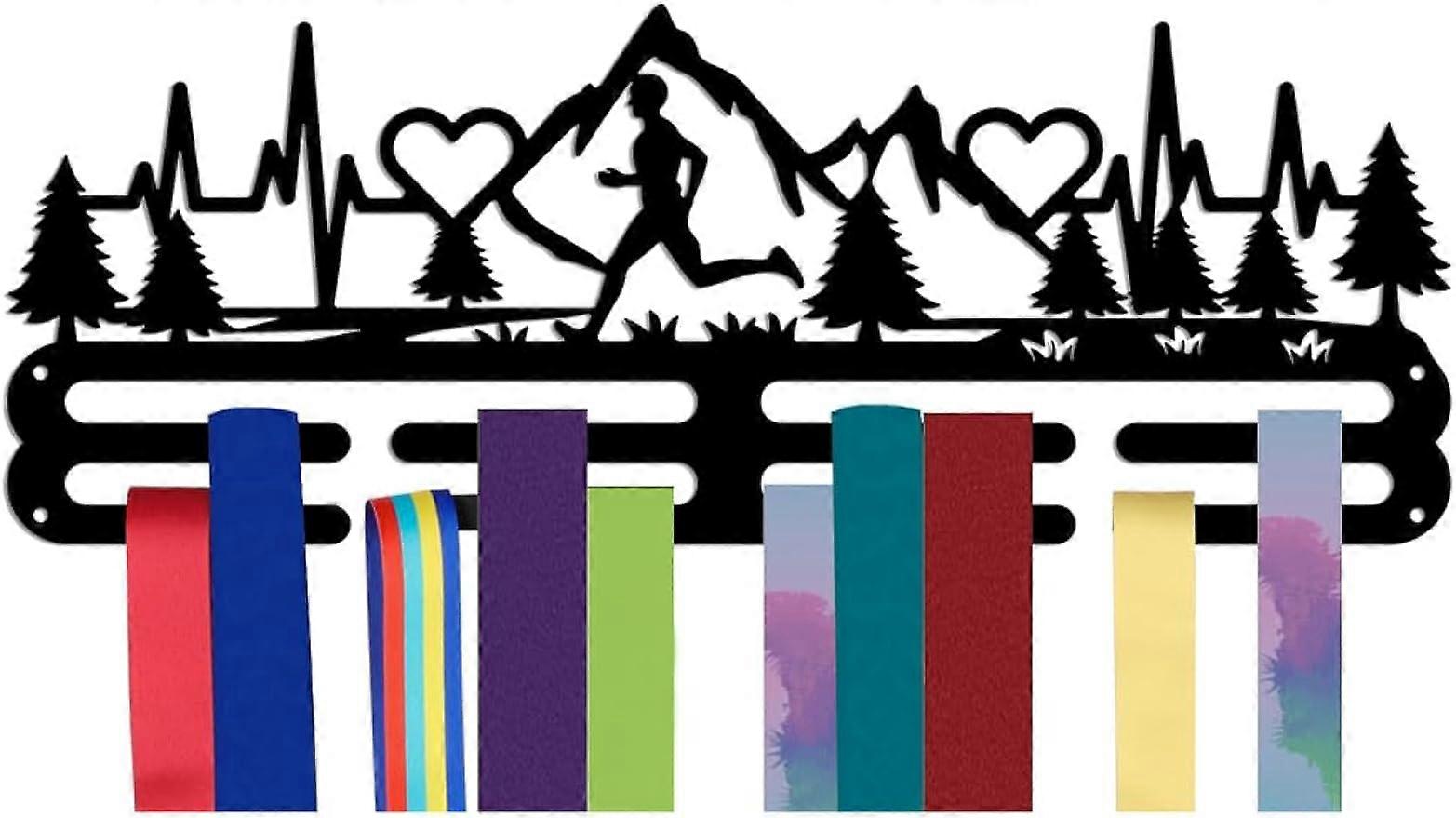 1Set Medals Hanger Display Holder Rack Forest Heartbeat Running Wall Mounted Frame Medal Ribbon Holder Hooks
