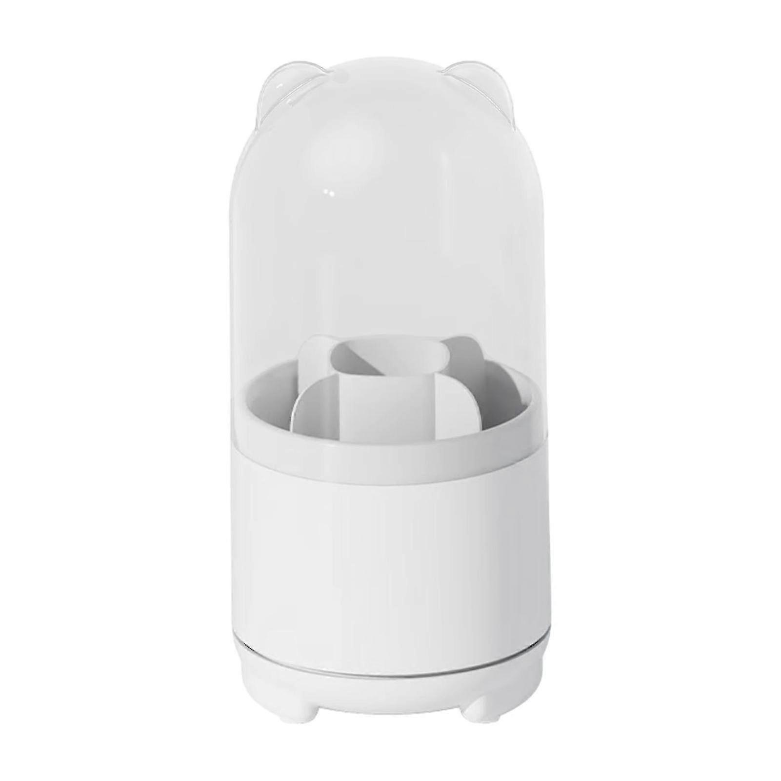 Makeup Brush Holder With Clear Lid Desktop Cosmetic Organizer Dressing Table