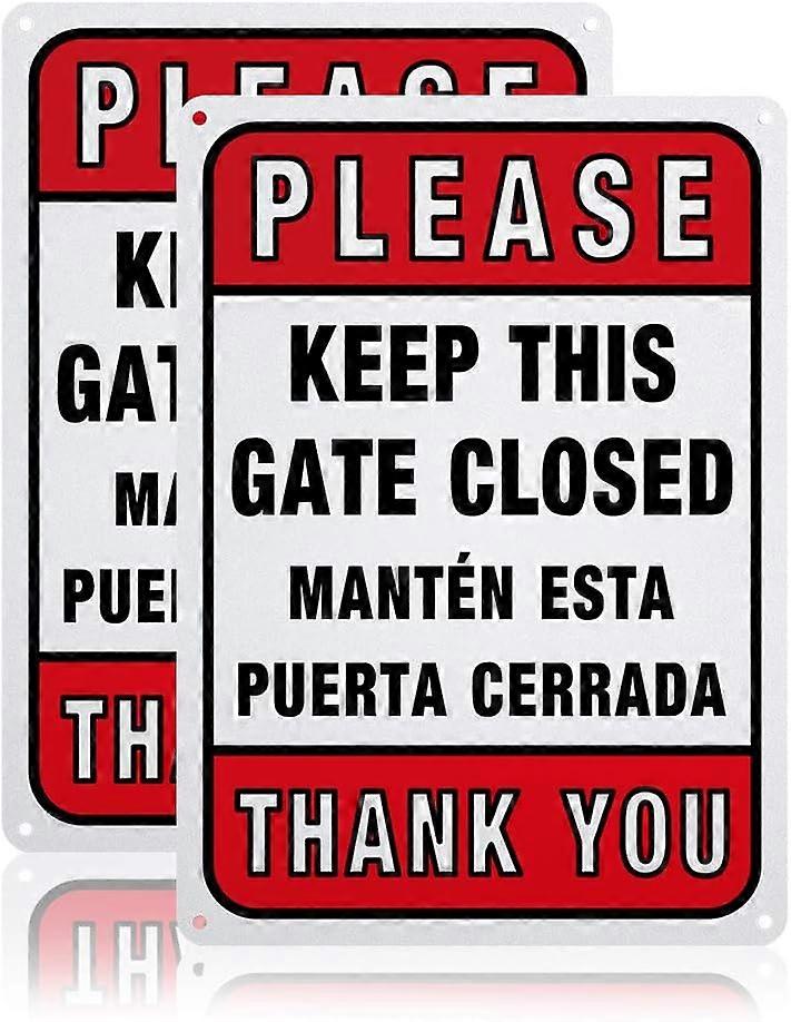 2 Pack Keep This Gate Closed Warning Signs 7x10 inches 40 Mil Aluminum Signs Business and Home Use Reflective UV Protected Waterproof and Fade Resista