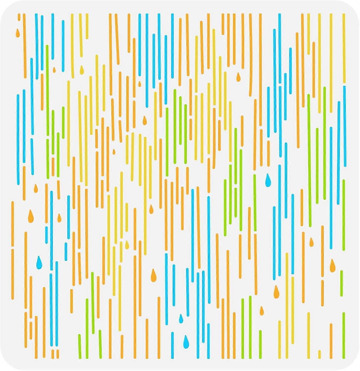Rain Wall Stencil 11.8x11.8 inch Rain Pattern Stencils Template Plastic Vertical Line Rain Drops Pattern Stencil Large Reusable Modern Stencils for Wa