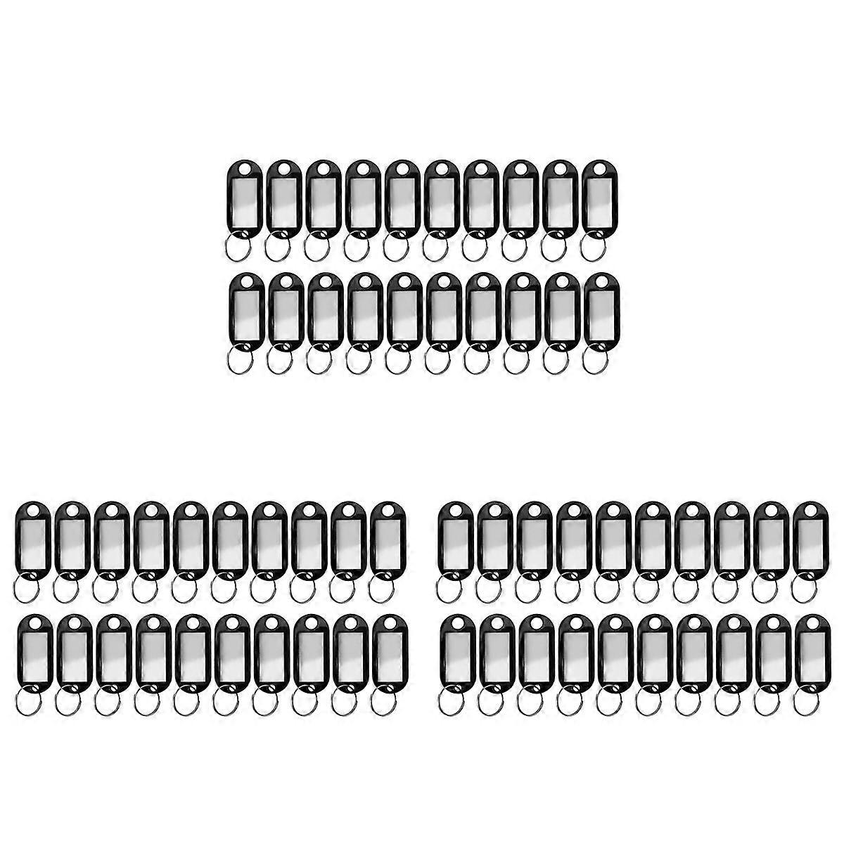 60 Pcs Assorted Key ID Label Tags Split Ring Keyring Keychain (Black)