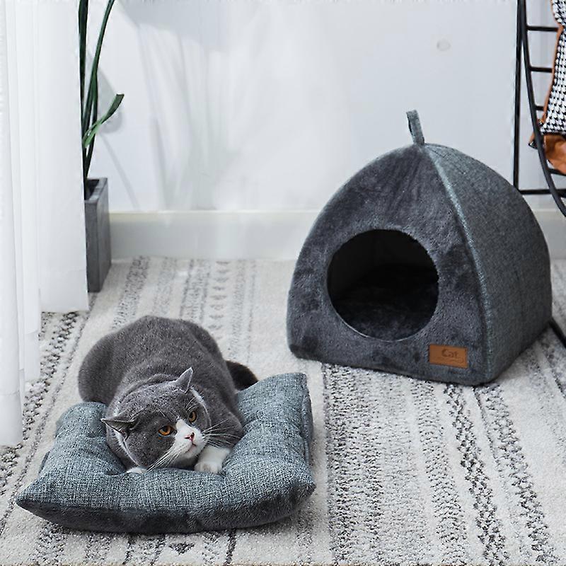Triangular Medium Dog Cat House with Soft Plush