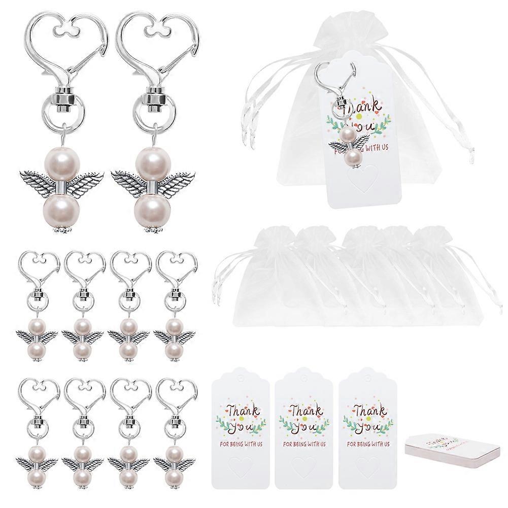 Angel Pearl Beads Pendant Keychain,Angel Fairy Dangle Charms with Swivel Clasps Hook for Bag Pouch