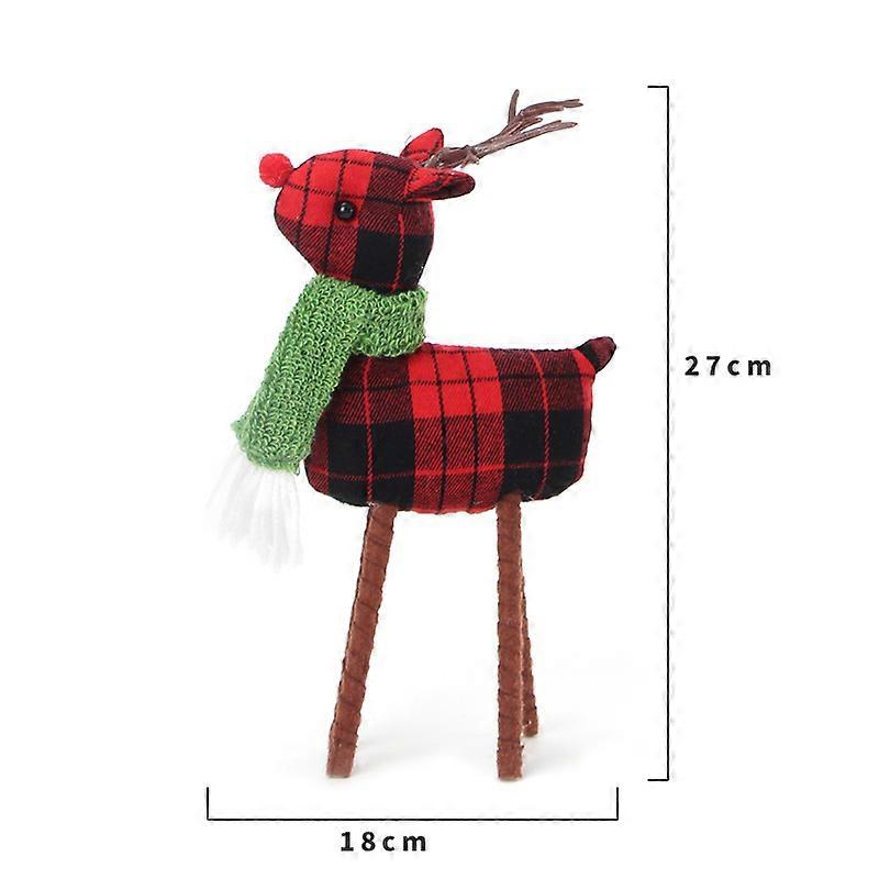 Reindeer Christmas Decoration, Standing Christmas Elk Decor, Handmade Plush Swedish Santa Elk Figurines Christmas for Home Indoor