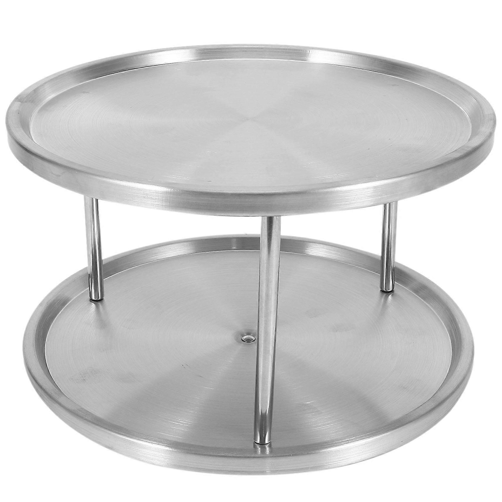 Rack Stainless Steel Organizer Tray 360 Degree Turntable Rotating 2 Stand For Dining Table Kitchen