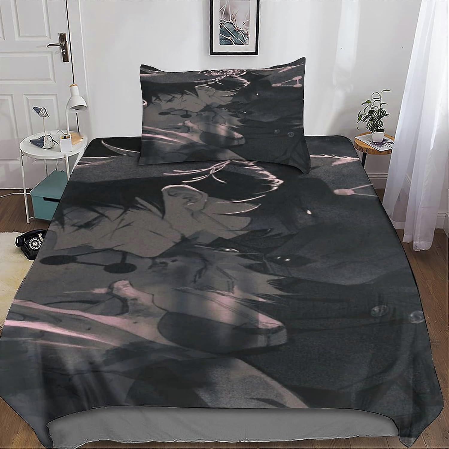 جوجوتسو كايسن غطاء لحافمجموعات القطع D خط السحر طباعة ستوكات طقم الفراش مع كيس وسادة مع سحاب للإعلان 135 * 200 سم