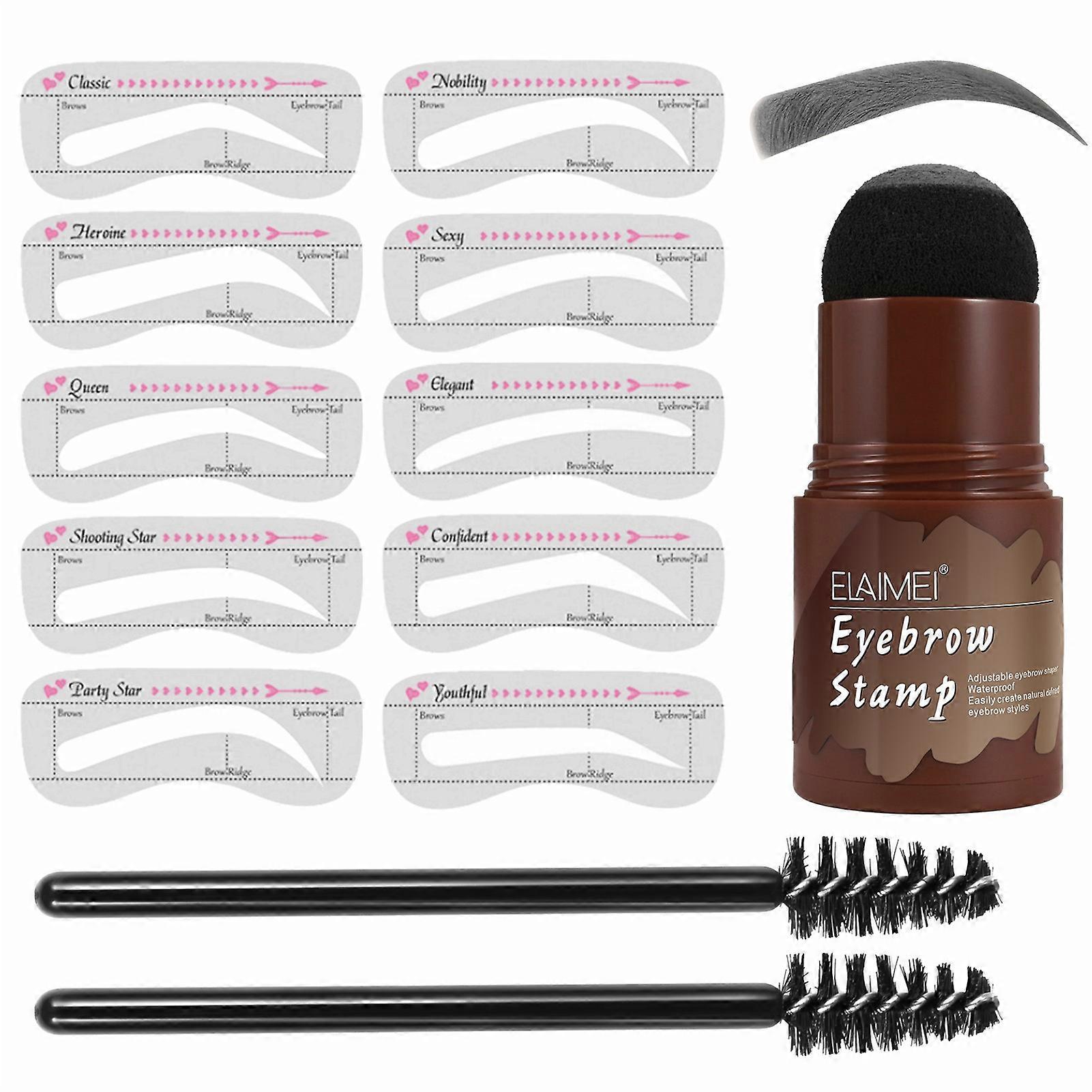 Perfect Brows Stencil & Stamp Kit with 2 Brushes One Step Long Lasting Shaping