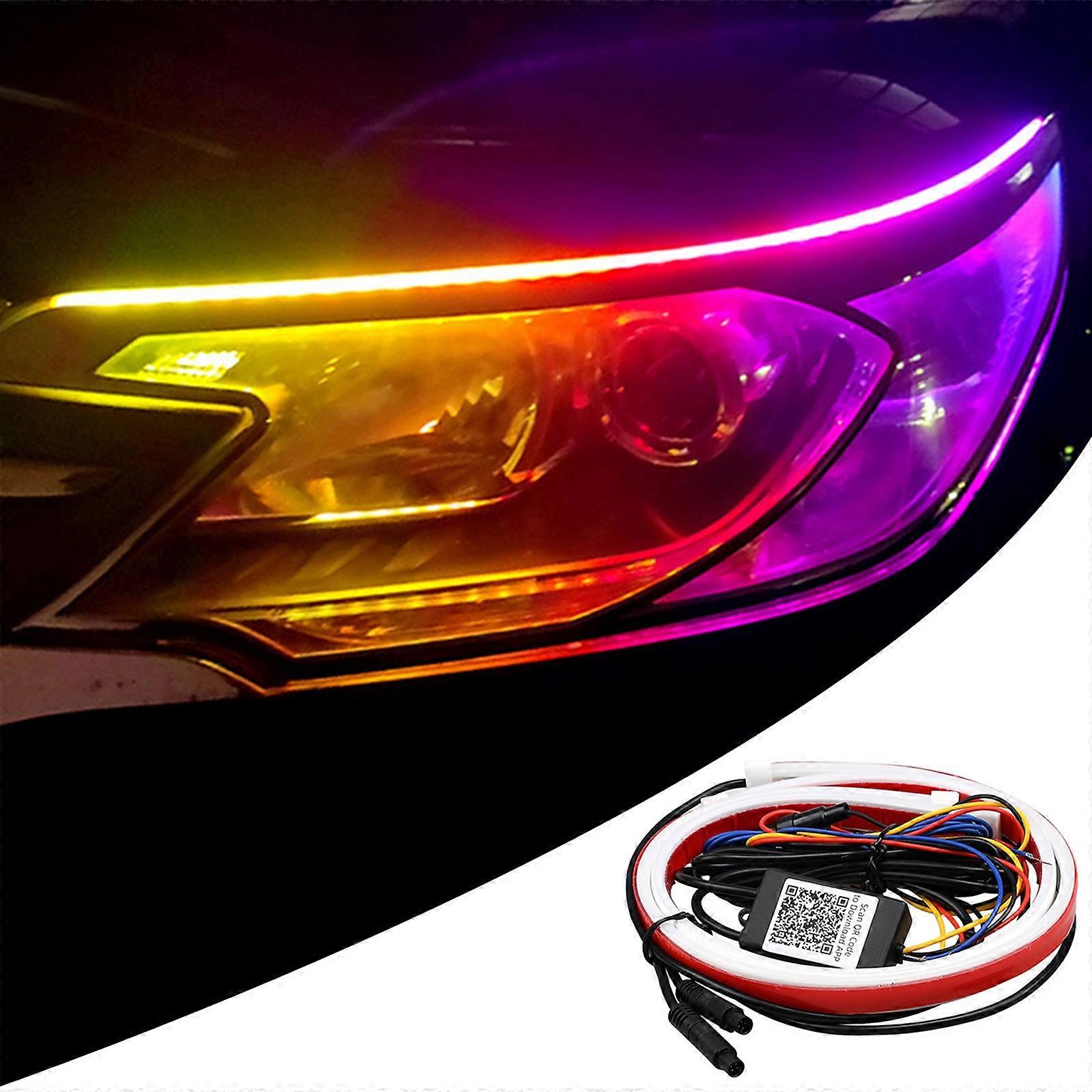 60CM Car RGB Illusory Daytime Running Light APP Mobile Bluetooth Control Light Strip Driving Light Strip Flye241627