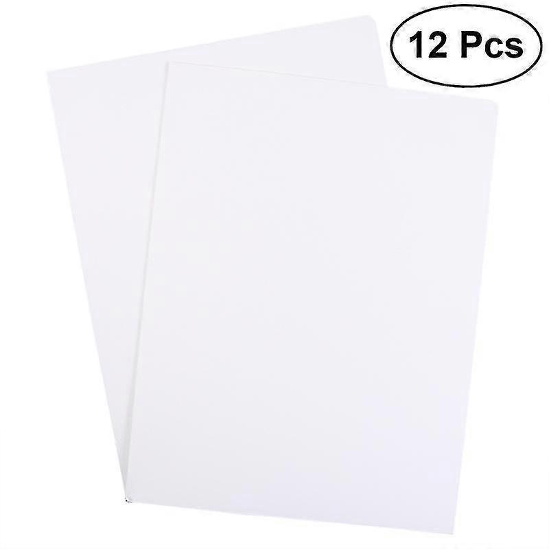 12pcs A4 2pockets Kraft Paper File Folder Brown Holder Document Folder Office Project File Presentation Folder (white)