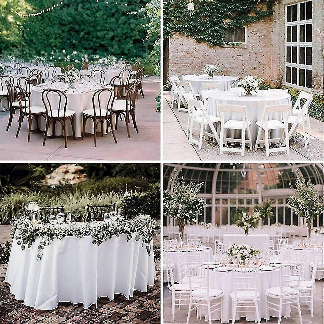 8 Pack Round Tablecloth, 84 Inch White Disposable Table Covers Peva Waterproof Plastic Round Tablec