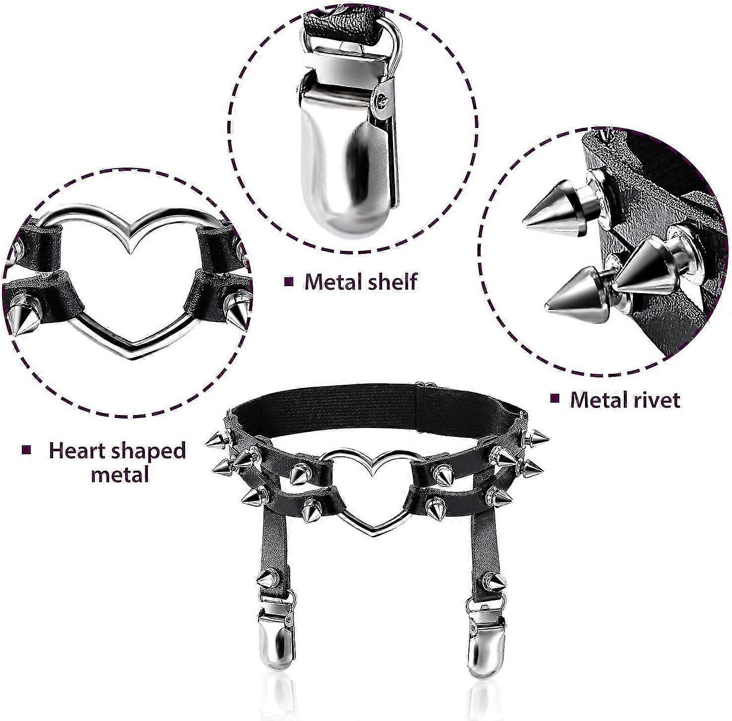 Handmade Leather Punk Goth Bow Garter Belts Leg Ring