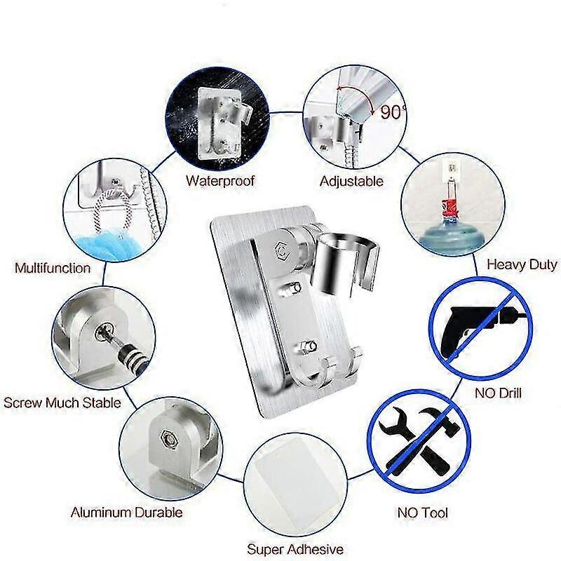 Shower Bracket, Shower Bracket, No Need To Drill Holes To Install Strong Glue With Holes For Mounting With Screws, The Bracket Can Be Adjusted 90 Degr