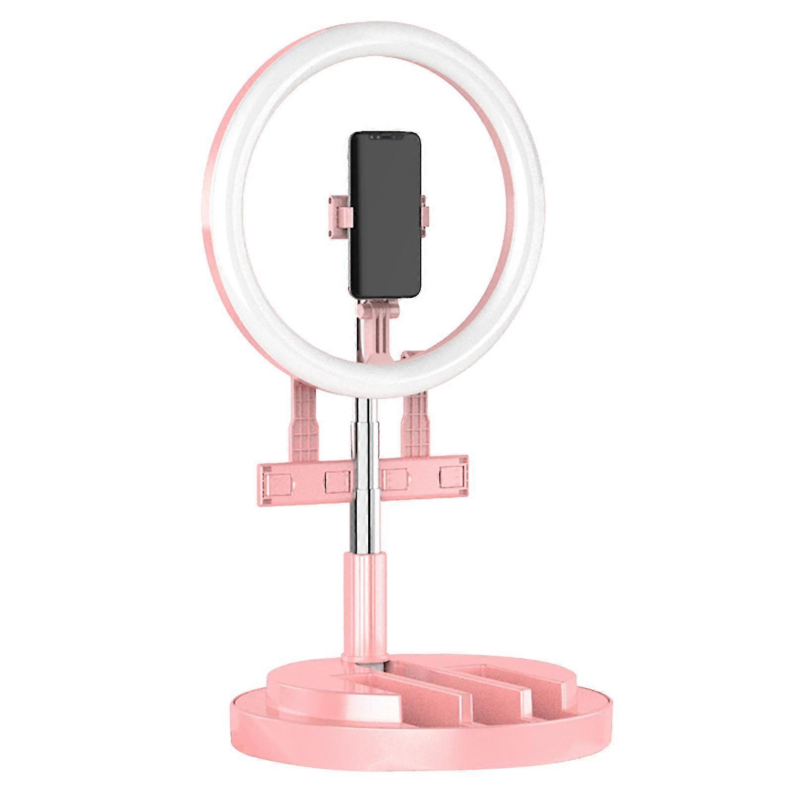 Selfie Ring Light With Folding Stand And Three-position Cell Phone Holder For Live Stream/makeup