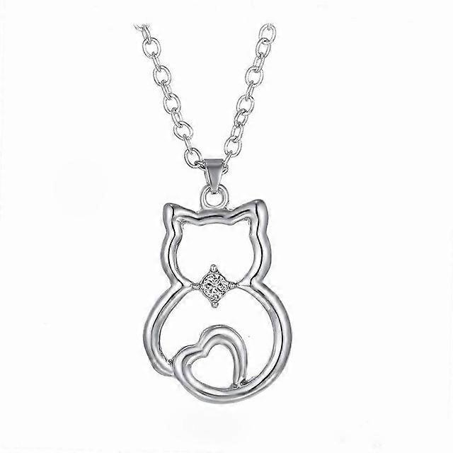 Argent sterling mignon chat amant cadeau chat pendentif collier pour femmes adolescentes